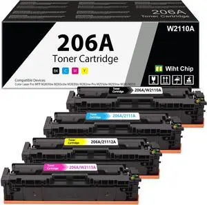206A Toner Cartridges 4-Pack (C/M/Y/K) with Chip - Compatible 206A 206X Toner Cartridges Replacement for HP Color Laser Pro MFP M283fdw M283cdw M283fdn M283nw Pro M255dw M283 M255 Printer (C/M/Y/K)