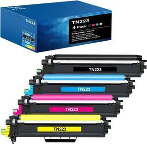 TN-223BK/C/M/Y Toner Cartridge 4-Pack Compatible for Brother TN223 TN-223 TN 223 TN227 Replacement for MFC-L3770CDW MFC-L3750CDW HL-L3210CW HL-L3290CDW HL-L3270CDW HL-L3230CDW MFC-L3710CW Printer