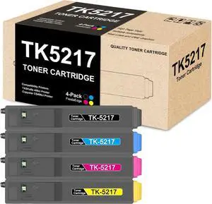 TK5217 TK-5217 Toner Cartridge 4 Pack TK-5217K TK-5217C TK-5217M TK-5217Y Replacement for Kyocera TK-5217 1T02R60US0 1T02R6CUS0 1T02R6BUS0 1T02R6AUS0 for TASKalfa 406ci Copystar CS406ci Printer Toner