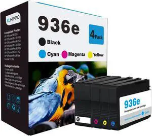 936e 936 Ink Cartridges Combo Pack Compatible for HP OfficeJet Pro 9125e 9135e 9128e 9130e 9120e Series Wide Format 9730e OfficeJet 9122e, 9110b 9130b Printer (Black Cyan Magenta Yellow 4 Pack)