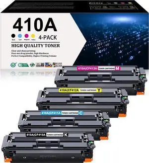 410A Toner Cartridges 4 Pack Replacement for HP 410A CF410A CF411A CF412A CF413A for Color Pro MFP M477fdw M477fnw M477fdn M377dw Color Pro M452dn M452nw M452dw Printer(1Black/1Cyan/1Magenta/1Yellow)