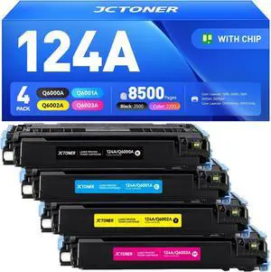 124A Toner Cartridge Set 4-Pack High Yield Replacement for HP 124A Q6000A Q6001A Q6002A Q6003A Compatible with HP Color LaserJet MFP CM1015 CM1017 1600 2600n 2605 2605dn 2605dtn Printer Ink Black Copy