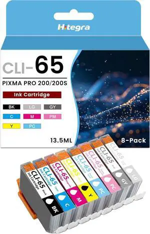 CLI-65 CLI65 Ink Cartridges 8-Pack High Capacity Replacement for Canon CLI-65 CLI65 Ink Set Work with PIXMA PRO 200 200S Printer Ink, Black/Cyan/Magenta/Yellow/Photo Cyan/Photo Magenta/Gray Light/Gray