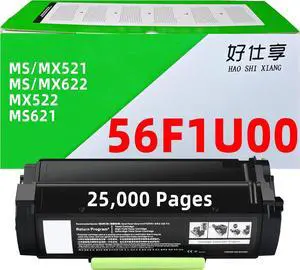 56F1U00 56F1U0E 56F2U00 56F3U00 56F4U00 56F5U00 56F6U00 Remanufactured High Yield Toner Cartridge Compatible ONLY for Lexmark MS521 MS621 MS622 MX521 MX522 MX622 Printer (56F0UA0-1Pack-25000Pages)