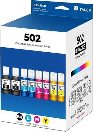 502 Ink Refill Bottles ET-2850 ET-4850 ET-15000 ET-3850 Ink Refill Compatible with 502 Ink Refill Bottles 8-Pack Eco Tank,for ET 2850 ET 3850 ET 4850 ET 15000 ET-2980 ET-3843 ET-3760 ET-2760 2988 3943