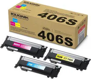 3 Pack CLT-C406S M406S Y406S 1C/1M/1Y Toner Cartridge(with Chip) High Yield 1,900 Pages Compatible for Samsung Xpress C46x C41x Series C410W C460W C460FW C412W/C413W C462W/C462FW C463W/C463FW Printer