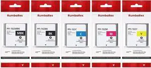 PFI-102 Pigment Ink Tank Set 130ml PFI-102MBK PFI-102BK PFI-102C PFI-102M PFI-102Y Replacement for Canon PFI-102 PFI102 Ink Cartridges for IPF500 IPF600 IPF700 Series Printers 5-Pack (MK/B/C/M/Y)