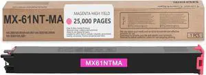 MX-61NT-MA MX-61NTMA Magenta High Yield Toner Cartridge Replacement for Sharp MX-61NT MX-61NT-MA MX-61NTMA MX-2651 MX-3051 MX-3071 MX-3551 MX-3571 MX-4051 MX-4071 Printer (1-Pack, 25000 Page-Yield)