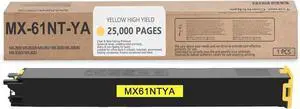 MX-61NT-YA MX-61NTYA Yellow High Yield Toner Cartridge Replacement for Sharp MX-61NT MX-61NT-YA MX-61NTYA MX-2651 MX-3051 MX-3071 MX-3551 MX-3571 MX-4051 MX-4071 Printer (1-Pack, 25000 Page-Yield)