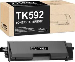TK-592 TK592 Black Toner Cartridge Compatible for Kyocera TK-592K TK-592 1T02KV0US0 Toner for ECOSYS M6526cdn P6026cdn FS-C2026MFP FS-C2526MFP Printer Cartridge - 1 Pack TK592 TK-592K Black Toner