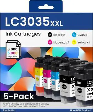 LC3035 XXL Ink Cartridges Set 5-Pack Ultra High-Yield LC3035BK LC3035C LC3035M LC3035Y Replacement for Brother LC3035 LC3033 Ink Cartridges for MFC-J995DW MFC-J805DW MFC-J815DW Printer Ink BK/C/M/Y