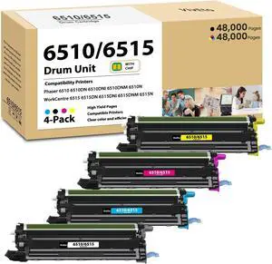 Phaser 6510 6515 Drum Unit (with Standard Chip) 108R01420 108R01419 108R01417 108R01418 Imaging Unit Replacement for Xerox 6510 6515 for Phaser 6510DNM 6510DN 6510DNI 6510N WorkCentre 6515DNI, 4-Pack