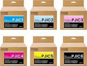 Remanufactured PP-50 PP-100 Ink Cartridge Set PJIC1 PJIC2 PJIC3 PJIC4 PJIC5 PJIC6 Ink Replacement for DiscProducer PP-50 PP-100 Printer Ink (Black, Cyan, Magenta, Yellow, Light Cyan, Light Magenta)