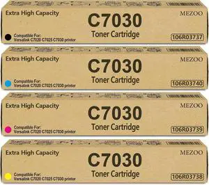 VersaLink C7020 C7025 C7030 Toner Cartridge Extra High Capacity 106R03737 106R03738 106R03739 106R03740 Compatible for Xerox versalink C7020 C7025 C7030 Printers (4-Pack, Black Cyan Magenta Yellow)