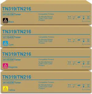 TN-216 TN-319 Toner Cartridge Replacement for Konica Minolta TN319 TN216 Toner Cartridge A11G130 A11G430 A11G330 A11G230 TN216K TN216C TN216M TN216Y for Minolta Bizhub C360 C220 C280 Printer Ink
