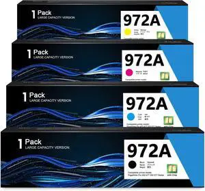 972A Black and Color PageWide Cartridge (4-Pack) Compatible Replacement for 972A Ink Cartridge 972X use for PageWide Pro 452dn 452dw 452dwt 477dn 477dw 477dwt 552dw 577dw 577z Printer Ink (BCMY)