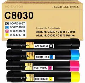 Altalink C8030 C8035 Toner Cartridge Replacement for Xerox 006R01697 006R01698 006R01699 006R01700 Toner Compatible for Xerox AltaLink C8030 C8035 C8045 C8055 C8070 Printer(Black Cyan Magenta Yellow)