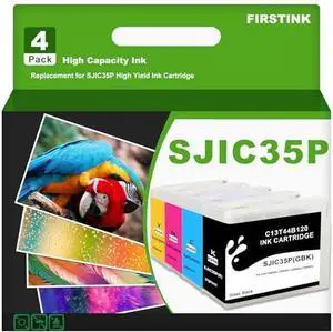 High Yield SJIC35P Ink Cartridges C13T44B120 C13T44B220 C13T44B320 C13T44B420 Ink Remanufacture Compatible with ColorWorks CW-C6000P CW-C6500A CW-C6500P CW-C6000A Color Inkjet Glossy Label Printer