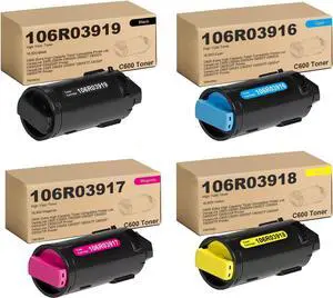 VersaLink C600/C605 Extra High Capacity Toner Cartridge Replacement for Xerox 106R03919 Black 106R03916 106R03917 106R03918 Toner Cartridge for VersaLink C600 C605 Series Printer (4-Pack, BK/C/Y/M)