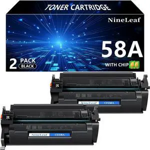 NineLeaf 2 Pack 58A [with Chip] Compatible Toner Cartridge Replacement for HP CF258A Black Toner Cartridge to use for Laser Jet MFP M428fdw M428dw M428fdn Pro M404n M404dn M404dw M428 M406dn Printer