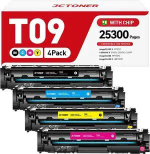 T09 Toner Cartridge Set 4-Pack with chip High Yield Replacement for Canon T09 T09L 3020C005AA 3019C005AA 3018C005AA 3017C005AA for Color imageCLASS MF1127C X LBP1127C C1127i C1127iF C1127P Printer Ink