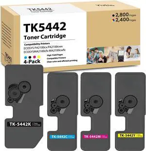 TK5442 TK-5442 Toner Cartridge Replacement for Kyocera TK5442 TK-5442K TK-5442C TK-5442M TK-5442Y for ECOSYS MA2100cwfx PA2100cwx Printers Black Yellow Magenta Cyan, 4 Pack TK5442 Toner Cartridges