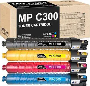 MP C300 C400 C401 Toner Cartridge 4-Pack 841724 841725 841726 841727 Replacement for Ricoh MPC300 for Aficio MP C300 C300SR C400 C400SR, MP C401 C401SR Printer Toner (Black Cyan Magenta Yellow)