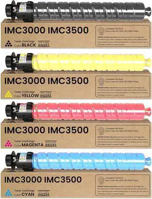 IMC3000 IMC3500 Toner Cartridge Replacement for Ricoh IM C3000 IM C3500 Toner Cartridge 842251 842252 842253 842254 for Savin Lanier IM C3000 C3500 Printer Ink 4-Pack (Black,Cyan,Magenta,Yellow)