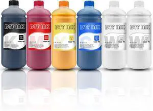 MEZOO DTF Ink 1000ml Premium DTF Transfer Ink for PET Film Compatible for Direct to Film Printers with Printhead ET-8550 L1800 L805 XP15000 R1390 4720 I3200 XP600 DX7 DX5 5113 Printer(6 Pack,2W+BCMY)