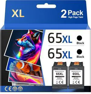 65XL Black Ink Cartridge High-Yield for HP 65 Black Ink Cartridge Replacement for HP Ink 65 Works with HP DeskJet 3755 3772 3722 3752 3700 2622 2652 2600 Envy 5055 5052 5014 5000 Printer | N9K04AN