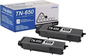 TN650 TN 650 TN620 High Yield Toner Cartridge Black Compatible - 2 Pack TN-650 Toner Cartridge Replacement for Brother TN650 Work with HL-5240 5380DN MFC-8860DN 8880DN 8890DW DCP-8080DN 8085DN Printer