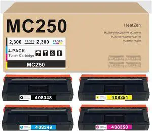 MC250 Toner Cartridge (4-Pack, KCMY) High Yield Replacement for Ricoh 408348 408349 408350 408351 Toner Cartridge for M C250FW M C250FWB M C251FW P C301W P C300W P C311W P C301SF P C301 Printer Ink