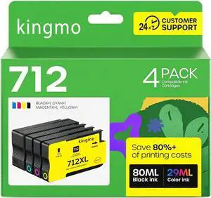 712XL 712 XL High Yield Ink Cartridges Set : T230 T650 T630 T210 Replacement for HP 712 712XL Ink Tank for HP DesignJet T650T630T230T210 Studio Plotter Printer (4 Pack, Black,Cyan,Magenta,Yellow)