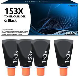 High Yield 153X W1530X Black Toner Reload kit Replacement for HP W1530X 153X Black Toner Cartridge Compatible for Tank1504 1504w 2504 2504dw MFP 1604 1604w 2604 2604dw 2604sdw 2606dw Printer(4-Pack)