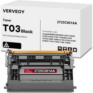 T03 2725C001AA Black High Yield Toner Cartridge Compatible with Canon T03 2725C001AA Black Toner for imageRUNNER Advance 525iF 615iF 715iF DX 527iF 529IF 617iF 619iF 717iF 719iF Printer (1-Pack)