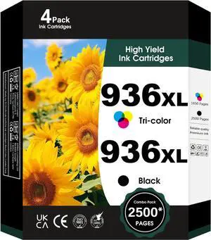 936XL 936e High Yield Ink Cartridge Compatible for OfficeJet 9120 9122e OfficeJet Pro 9110 9110b 9120 9125e 9128e 9130 9130b 9135e OfficeJet Pro Wide Format 9730 9730e Printers ( with chip, 4 Pack)