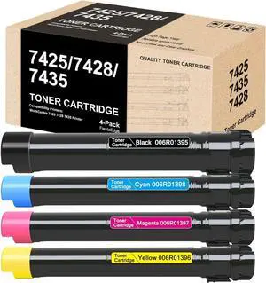 WorkCentre 7425 7428 7435 Toner Cartridge 4-Pack 006R01395 006R01398 006R01397 006R01396 Replacement for Xerox 006R01395 for WorkCentre 7425 7428 7435 Printer Toner (1 Black 1 Cyan 1 Magenta 1 Yellow)