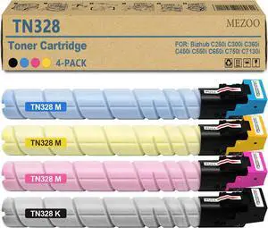 TN328 TN626 TN330 TN628 Toner Cartridge High Yield TN328K TN328C TN328M TN328Y Toner Compatible for Konica Minolta Bizhub C250i C300i C360i C450i C550i C650i C750i C7130i Printer(4 Pack,B/C/M/Y)