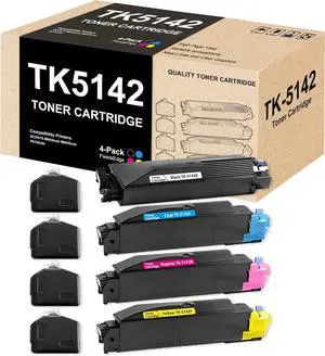 TK5142 (TK-5142) 4-Color Toner Cartridge TK-5142K TK-5142C TK-5142M TK-5142Y Replacement for Kyocera TK-5142 1T02NR0US0 1T02NRCUS0 1T02NRBUS0 1T02NRAUS0 for ECOSYS M6030cdn M6530cdn P6130cdn Printer