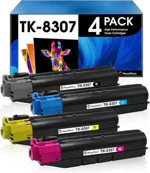 MasaiMara TK-8307 TK8307 High Yield Toner Cartridges Replacement for Kyocera Taskalfa 3050ci 3550ci 3051ci 3551ci Printer  TK-8307K TK-8307C TK-8307M TK-8307Y  Black, Cyan, Magenta, Yellow, 4-Pack