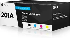 201A Toner Cartridges 4 Pack Color Laser Jet Pro MFP M277DW M252DW for 201A CF400A 201X CF400X Toners Cartridges Works with Color Laser Printer Jet Pro MFP M277DW M277N M277C6 M252DW M252N Printers