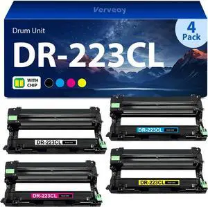 DR223CL DR-223CL Imaging Drum Unit Set 4-Pack Replacement with Brother DR223CL DR-223CL Printer Drum Unit for HL-L3210CDW HL-L3270CDW HL-L3290CW MFC-L3770CDW MFC-L3750CDW Printer (4-Pack,BK/C/M/Y)