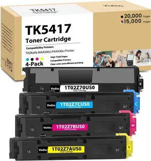 TK5417 TK-5417 Toner Cartridges with Chip 4-Pack Replacement for KYOCERA TK-5417 TK-5417K TK-5417Y TK-5417C TK-5417M for TASKalfa MA4500ci PA4500ci Printers 1T02Z70US0 1T02Z7AUS0 1T02Z7CUS0 1T02Z7BUS0
