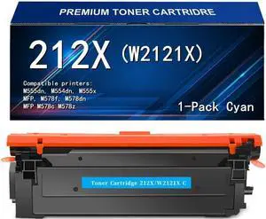 212X Cyan High-Yield Toner Cartridge Compatible Replacement for HP 212A 212X W2121X, for HP Enterprise,M555dn M554dn M555x MFP M578f M578dn, Enterprise Flow MFP M578c M578z Printers(1-Pack, Cyan)