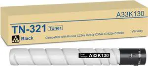 TN-321 TN321 TN321K A33K130 Black Toner Cartridge 1-Pack Replacement for Konica Minolta TN-321 TN321K A33K130 Toner for Bizhub C224e C364e C284e C224 C284 C364 C7822 C7828 Printer (1-Pack, Black)