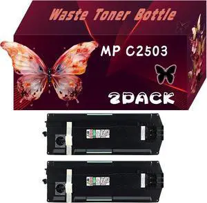 MP C2503 Waste Toner Bottle Compatible for Ricoh IP C8500 MPC2003 MPC2004 MP C2004ex MP C2503 MP C2504 MP C2504ex MP C3003 MP C3004 Printers, Print Up to 80000 Pages, Bright Colors (2 PACK BLACK)