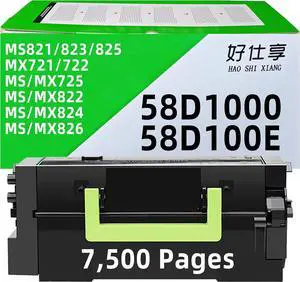 58D1000 58D100E Toner Cartridge Black Replacement for Lexmark 58D1000 Toner Cartridge for MS725 MS821 MS822 MS823 MS824 MS825 MS826 MX721 MX722 MX725 MX822 MX824 MX826 Laser Printer 7,500 Pages 1Pack