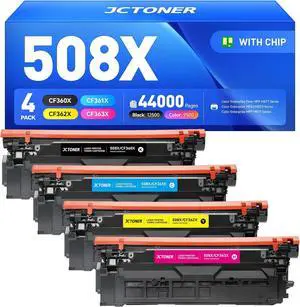 508X Toner Cartridge Set 4-Pack High Yield Replacement for HP 508X 508A CF360X CF361X CF362X CF363X Color Laserjet M552dn M553dh M553dn M553n M553x MFP M577dn M577f M577c M577z Printer Ink Black Copy