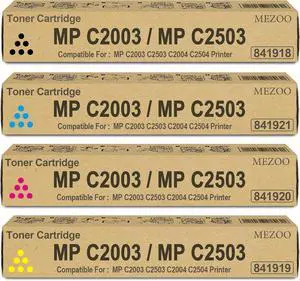 MP C2003 MP C2503 Toner Cartridge High Yield C2503H 841918 841921 841920 841919 Toner Cartridge Replacement for Lanier Savin MP C2003 C2503 C2004 C2504 Printers (4 Pack, Black Cyan Magenta Yellow)
