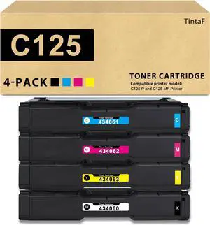 C125 P & C125 MF Toner Cartridge 2300 Pages C125 Cartridge Replacement for Ricoh C125 434060 434061 434062 434063 Toner Cartridge for C125 P and C125 MF Printer Ink 4-Pack (Black/Cyan/Magenta/Yellow)